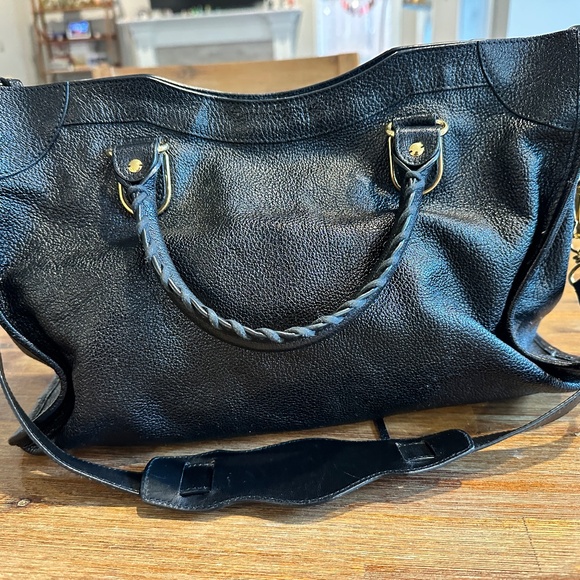 Balenciaga City Classic Metallic Edge Bag Medium Leather Black Gold Hardware - Picture 3 of 12